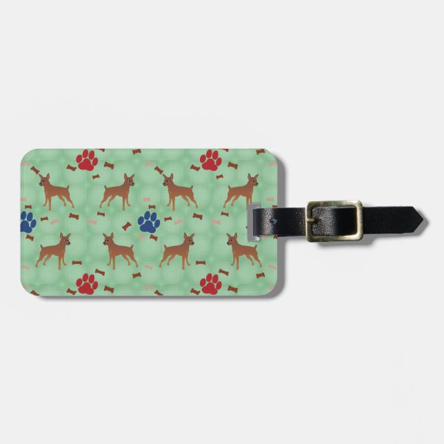 Cartoon Miniature Pinscher Luggage Tag (Front Horizontal)