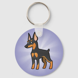 Cartoon Miniature Pinscher / Manchester Terrier Key Ring