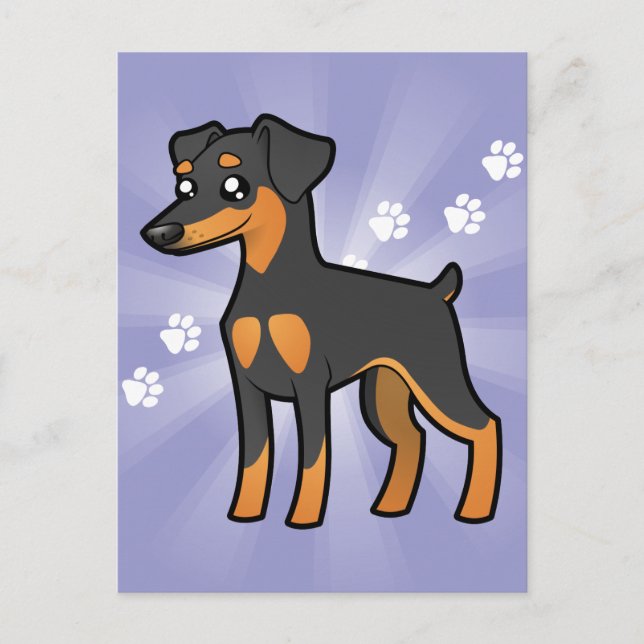 Cartoon Miniature Pinscher / Manchester Terrier Postcard (Front)