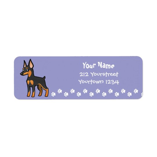 Cartoon Miniature Pinscher / Manchester Terrier Return Address Label