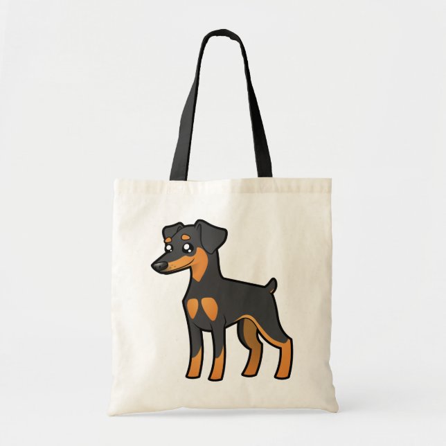 Cartoon Miniature Pinscher / Manchester Terrier Tote Bag (Front)