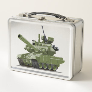 Cartoon modern armored tank metal lunch box