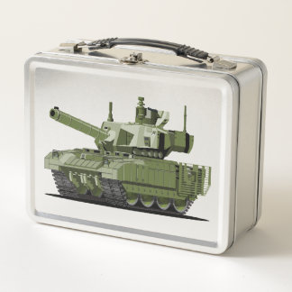 Cartoon modern armored tank metal lunch box