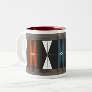 Cartoon MODern Pattern - Red, White, Blue Two-Tone Coffee Mug