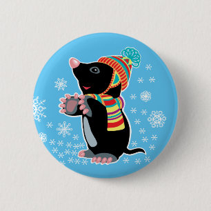 cartoon mole 6 cm round badge
