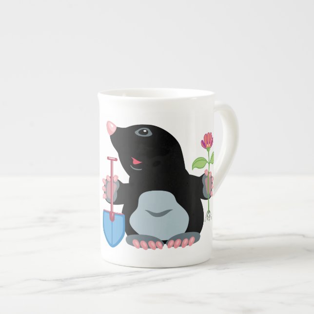 cartoon mole bone china mug (Front Right)