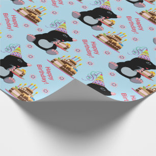 cartoon mole. Happy birthday! Wrapping Paper