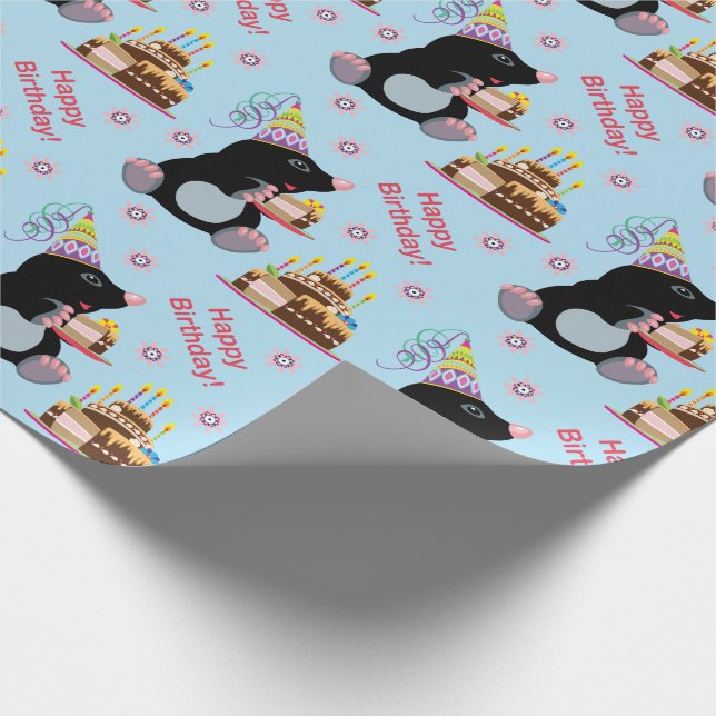 cartoon mole. Happy birthday! Wrapping Paper (Corner)