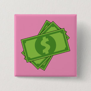 Cartoon Money Dollar Bills 15 Cm Square Badge