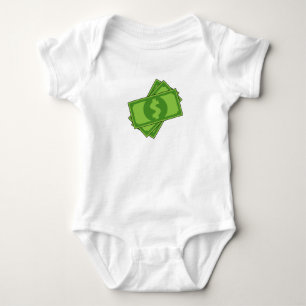 Cartoon Money Dollar Bills Baby Bodysuit