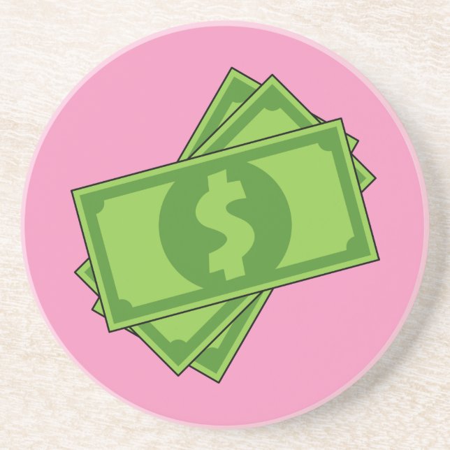 Cartoon Money Dollar Bills Coaster (Front)