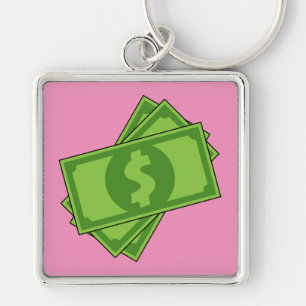 Cartoon Money Dollar Bills Key Ring