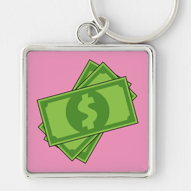 Cartoon Money Dollar Bills Key Ring (Front)