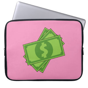 Cartoon Money Dollar Bills Laptop Sleeve