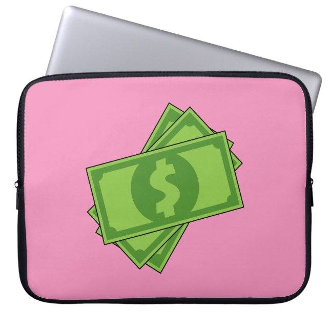 Cartoon Money Dollar Bills Laptop Sleeve (Front)