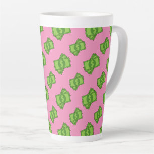 Cartoon Money Dollar Bills Latte Mug