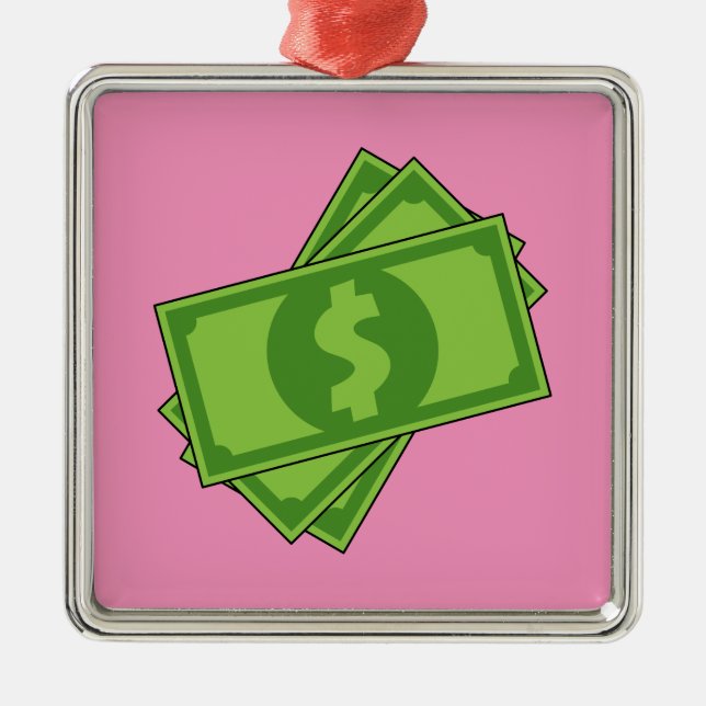 Cartoon Money Dollar Bills Metal Tree Decoration (Front)