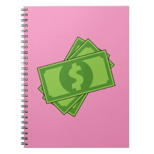 Cartoon Money Dollar Bills Notebook