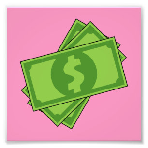 Cartoon Money Dollar Bills Photo Print