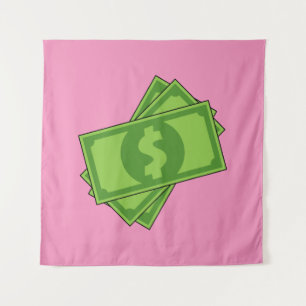 Cartoon Money Dollar Bills Tapestry