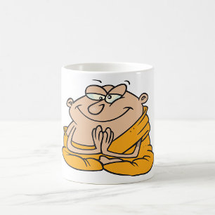 Cartoon Monk Meditating Coffee Mug