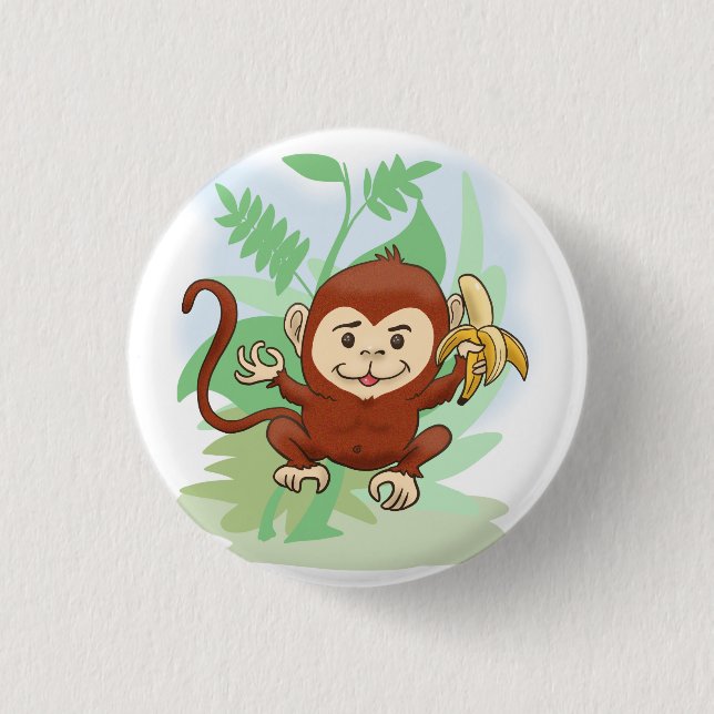 Cartoon Monkey 3 Cm Round Badge (Front)