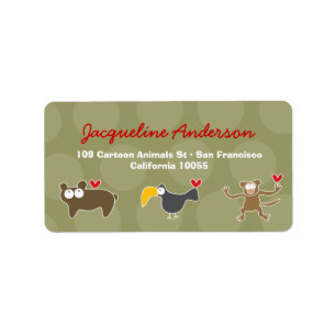 Cartoon Monkey Ape Toucan Bear  Address Labels