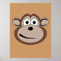 Cartoon Monkey Face Poster