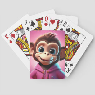 Cartoon Monkey Playing Cards