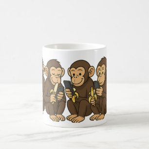 Cartoon Monkeys on Mobile Phones Coffee Mug