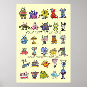 Cartoon MonSTARS Yellow Personalised Poster