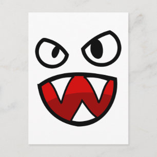 Cartoon Monster Eyes and Mouth with Sharp Teeth Postcard