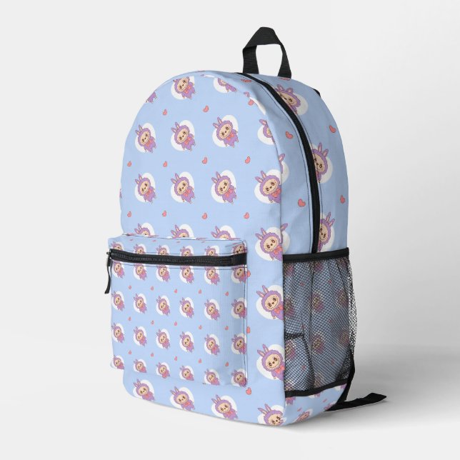 Cartoon Monster Pattern Seamless Printed Backpack (Back Corner Right)