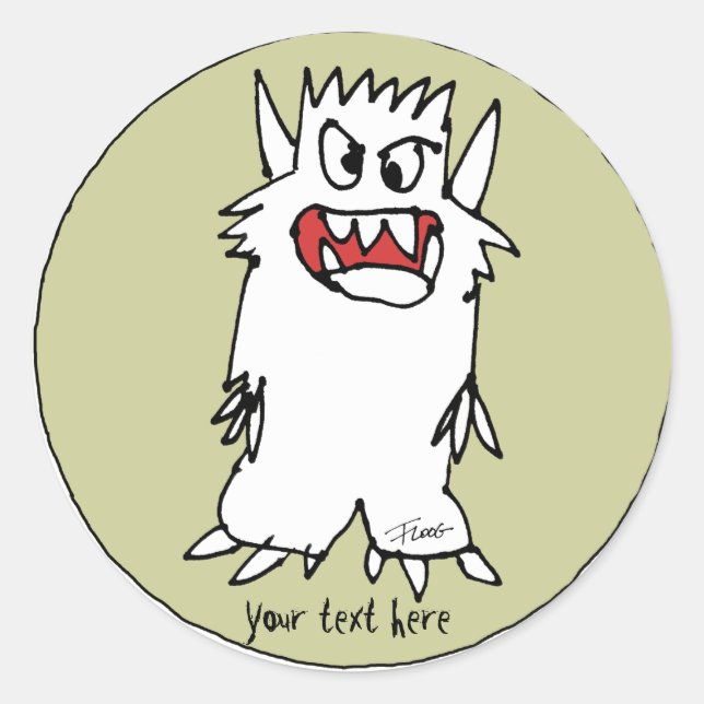 Cartoon Monster Personalised Round Stickers (Front)