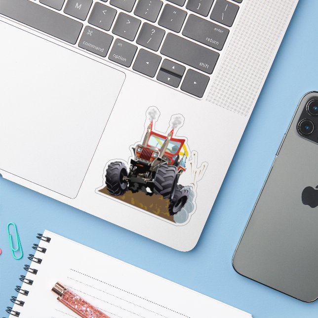 Cartoon monster truck (Laptop w/ iPhone)