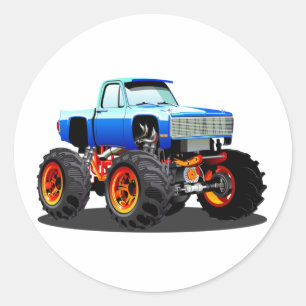 Cartoon monster truck classic round sticker