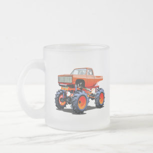Cartoon monster truck frosted glass coffee mug