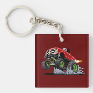 Cartoon monster truck key ring