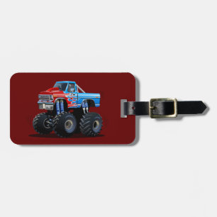 Cartoon monster truck luggage tag