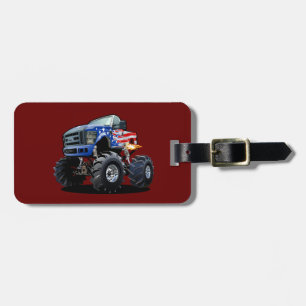 Cartoon monster truck luggage tag