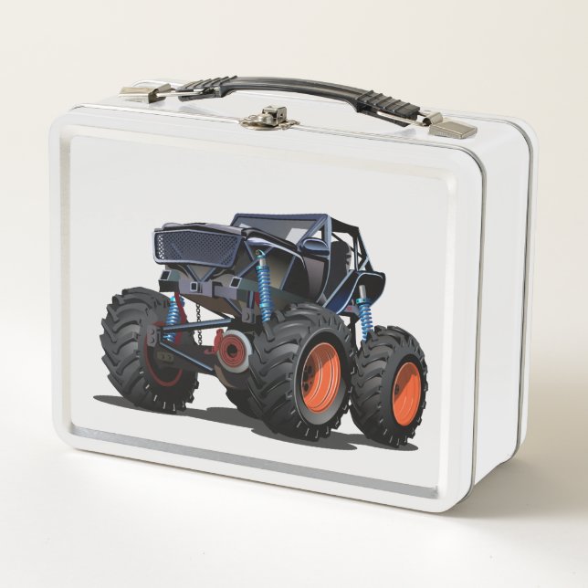 Cartoon monster truck metal lunch box (Front)