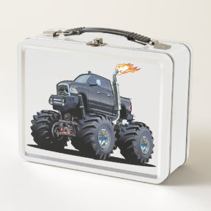 Cartoon monster truck metal lunch box