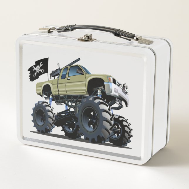Cartoon monster truck metal lunch box (Front)