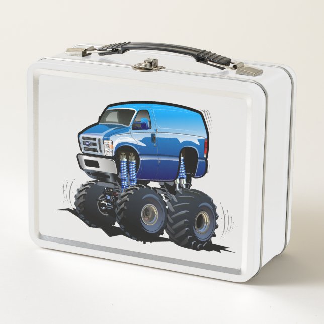 Cartoon monster truck metal lunch box (Front)