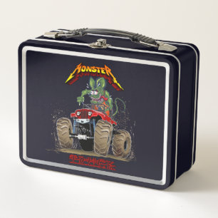 Cartoon monster truck metal lunch box