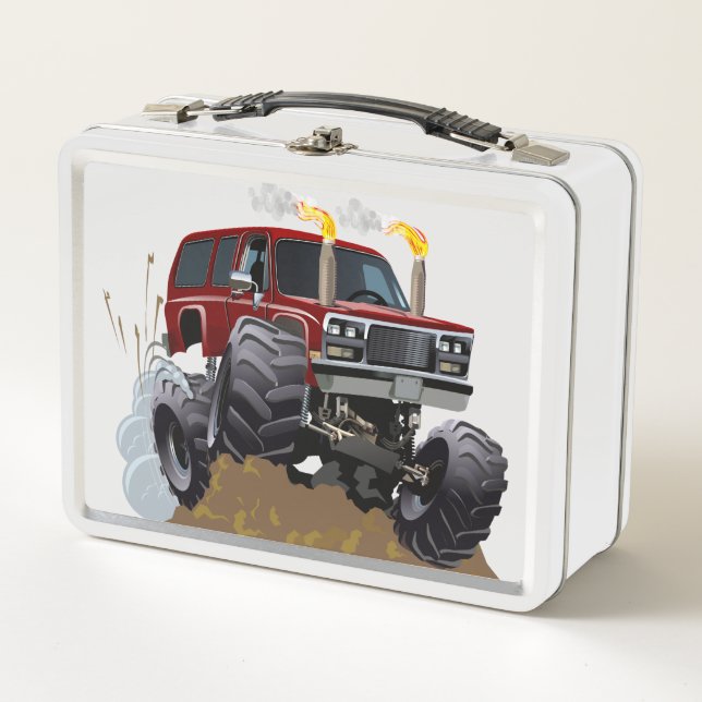 Cartoon monster truck metal lunch box (Front)