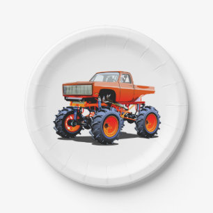 Cartoon monster truck paper plate
