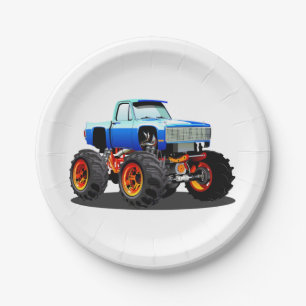 Cartoon monster truck paper plate