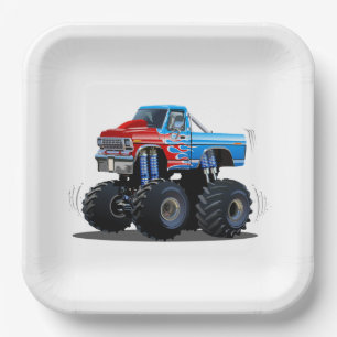 Cartoon monster truck paper plate