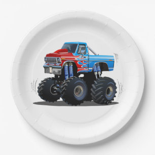 Cartoon monster truck paper plate